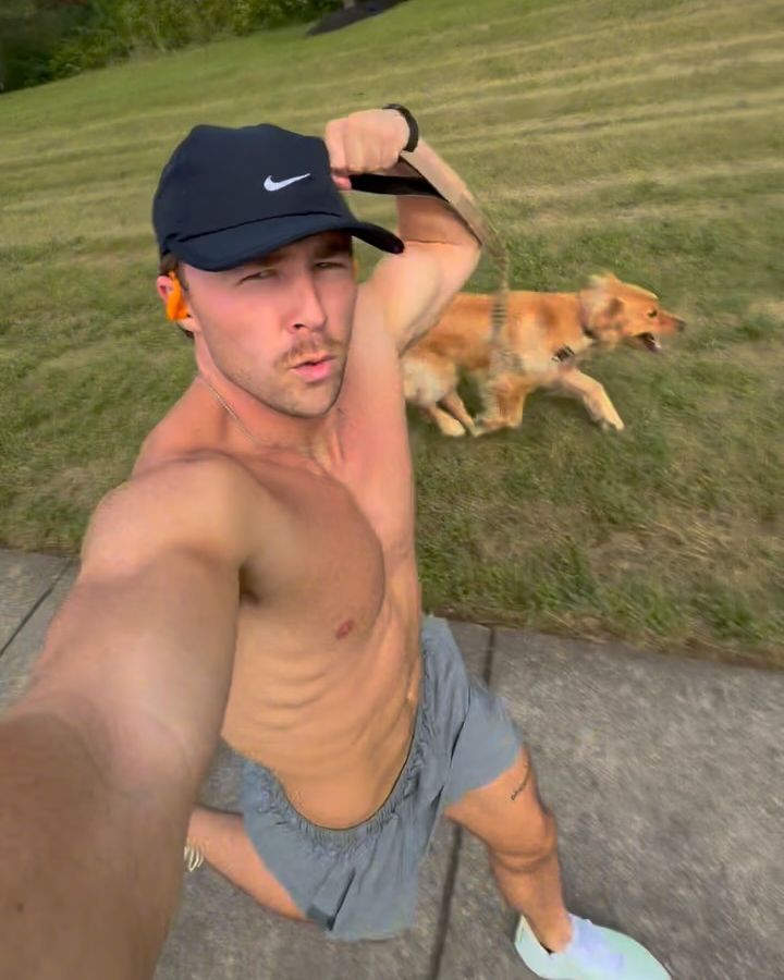 Hunter out for a run with his dog